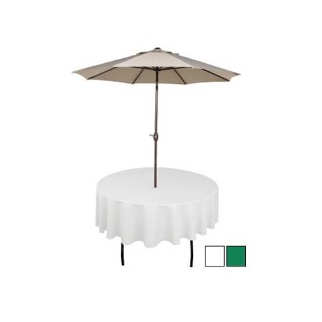Tablecloths 90 Round Umbrella A To, White Round Outdoor Tablecloth With Umbrella Hole