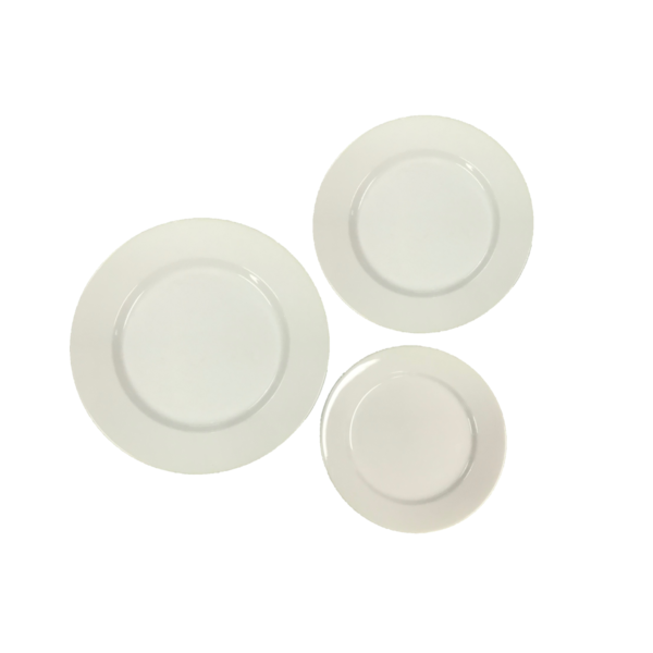 White China Plates A to Z Party Rental
